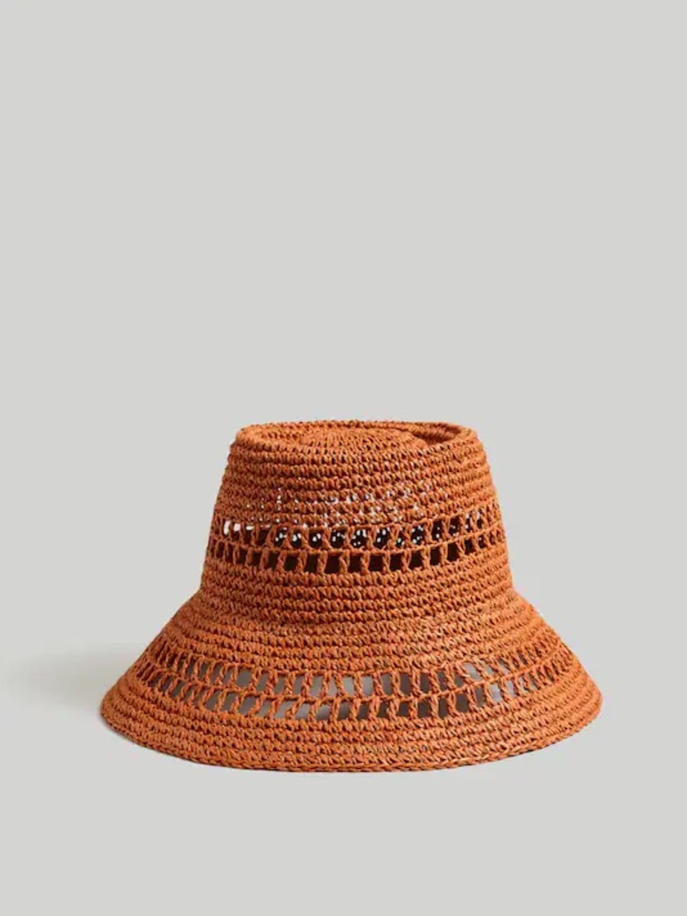 Madewell Crochet Bucket Hat in Burnt Orange